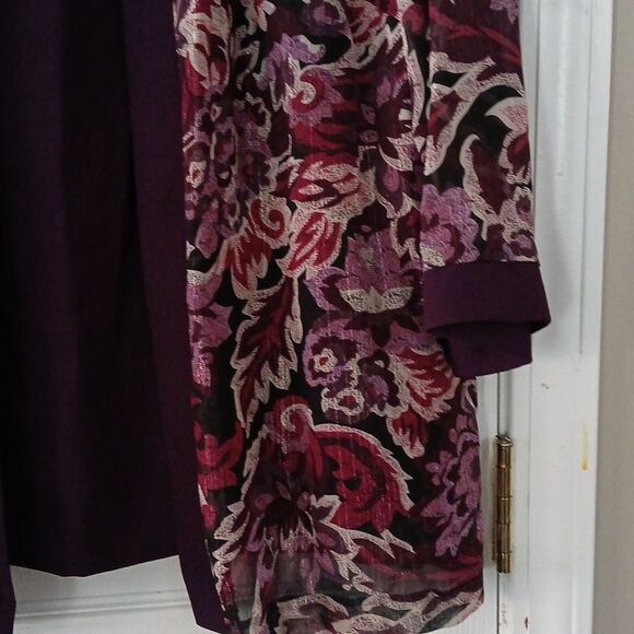 R&M Richards eggplant purple 2 in 1 blouse jacket and pant set Sz 14W - Picture 5 of 8